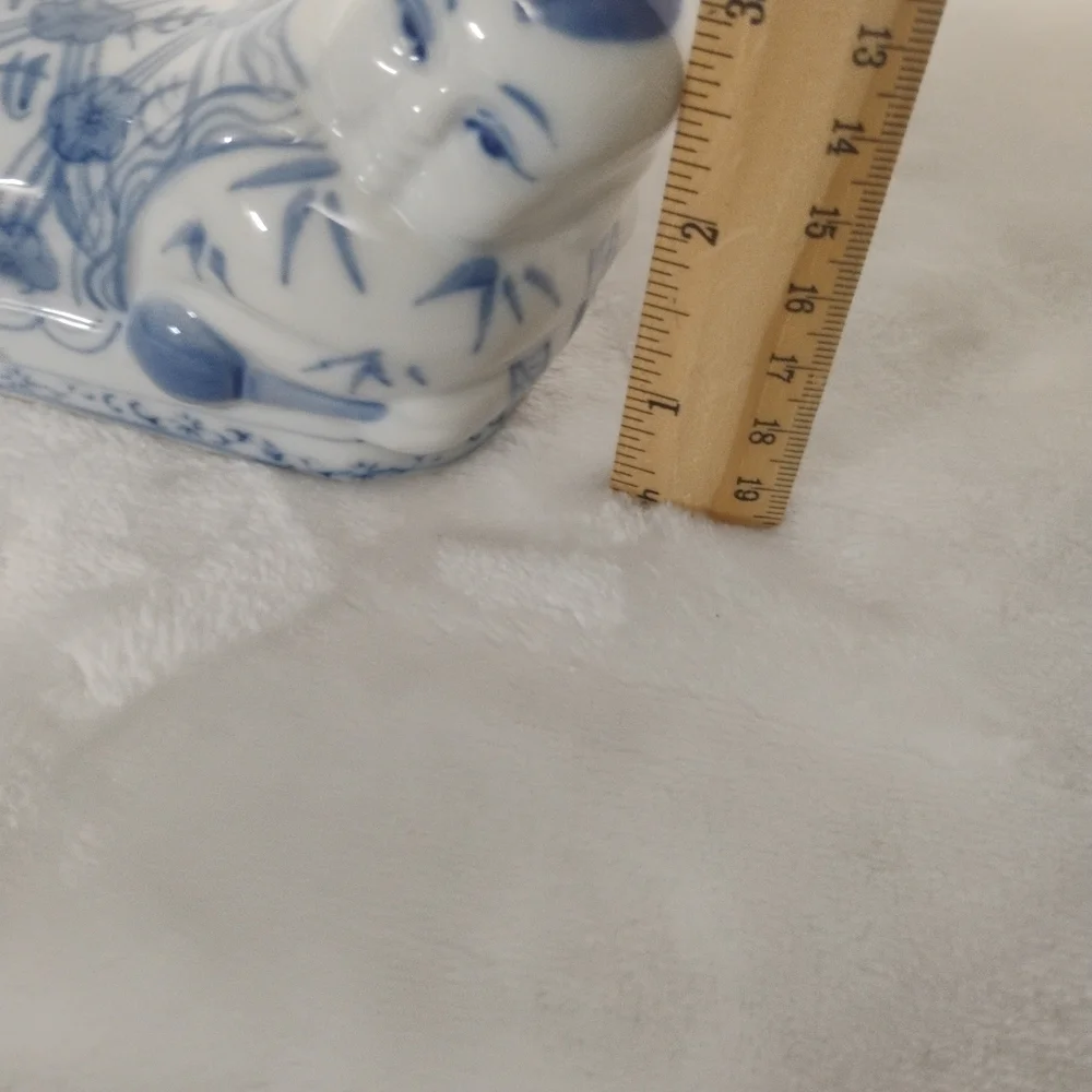 Chinese‎ Opium Pillow Blue & White Hand Painted Buddha Reclining Boy